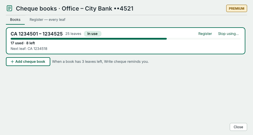 Cheque books of the Office – City Bank account